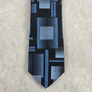 Arrow Blue Black‎ Gray Plaid Stripe Geometric 100% Silk Men's Neck Tie